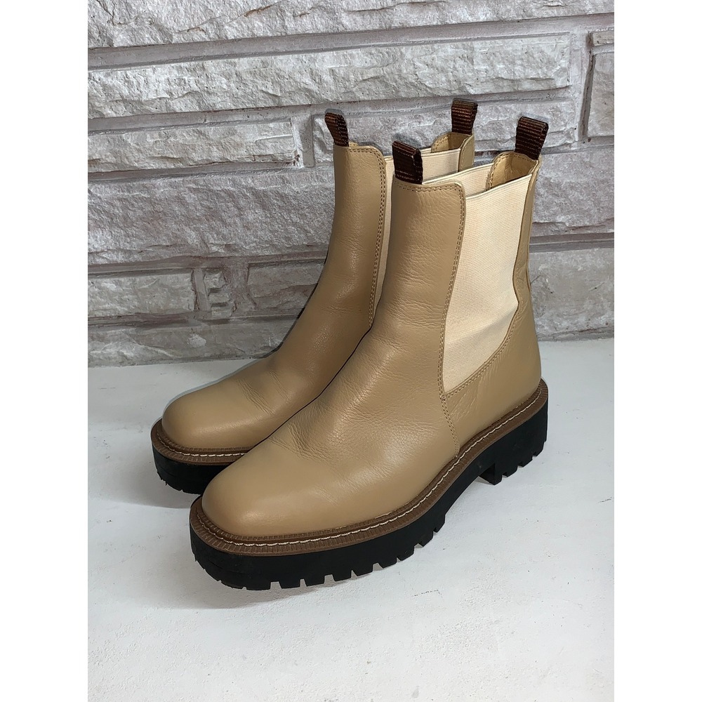 Sam Edelman Beige Leather Chelsea Lug Sole Ankle Boots - Picture 10 of 13